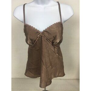 No Boundaries Camisole Top Women Size XXL 20 Light Brown V neck Bow Adj Strap